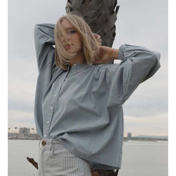 Laude the Label chambray blue oversized Francoise top M/L - Picture 1 of 8
